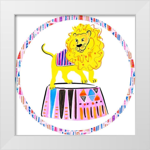 Circus Fun Collection C White Modern Wood Framed Art Print by Blanckslate