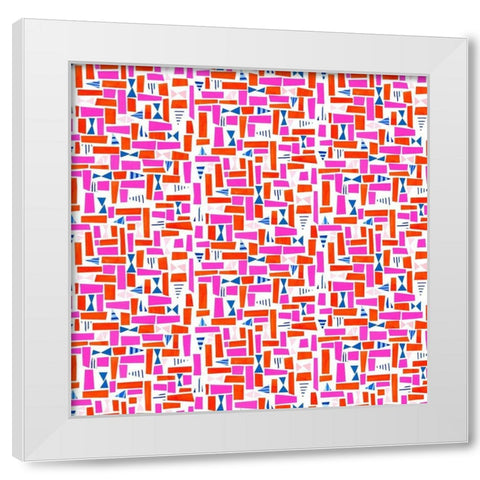 Circus Fun Collection F White Modern Wood Framed Art Print by Blanckslate