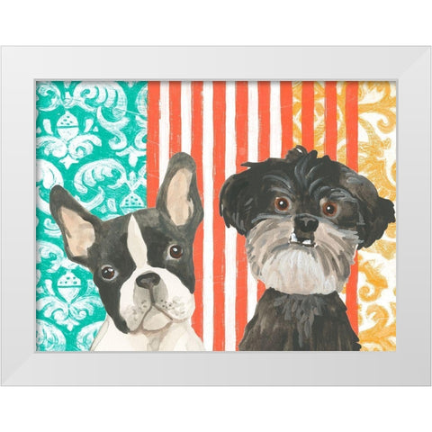 Parlor Pooch Collection A White Modern Wood Framed Art Print by Vess, June Erica