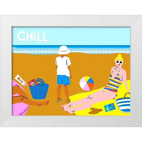 Beachy Keen Collection A White Modern Wood Framed Art Print by Blanckslate