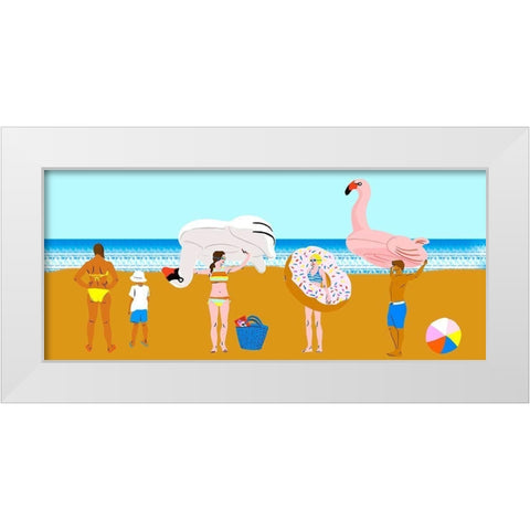 Beachy Keen Collection D White Modern Wood Framed Art Print by Blanckslate