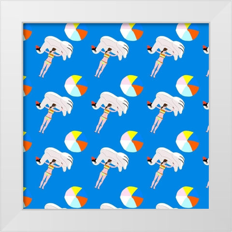 Beachy Keen Collection H White Modern Wood Framed Art Print by Blanckslate