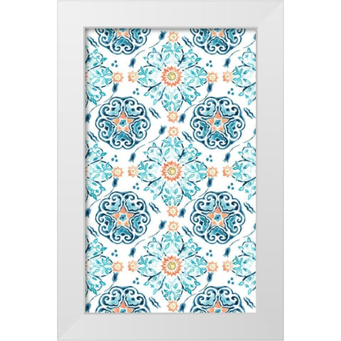 Medallion Medley Collection E White Modern Wood Framed Art Print by Vess, June Erica