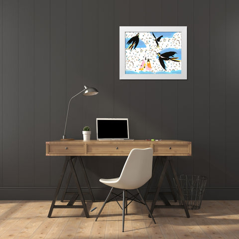 Capri Collection A White Modern Wood Framed Art Print by Blanckslate