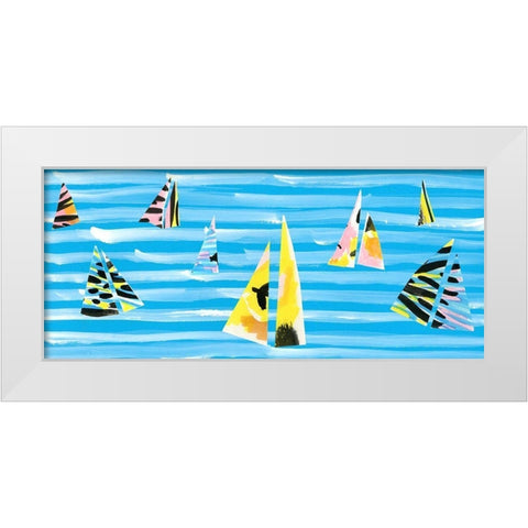 Capri Collection D White Modern Wood Framed Art Print by Blanckslate