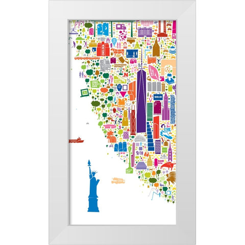 New York Collection B White Modern Wood Framed Art Print by Esquer, Rafael