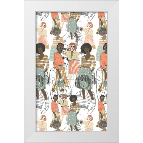 Fashion Vignette Collection E White Modern Wood Framed Art Print by Vess, June Erica