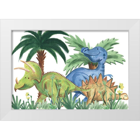 Dino Buddies Collection A White Modern Wood Framed Art Print by Douglas, Jamie