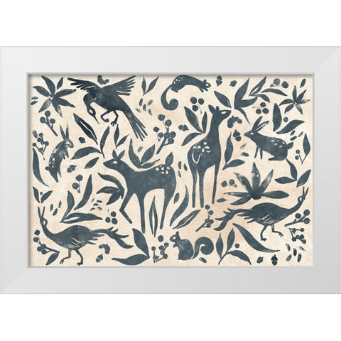 Woodland Woodblock Collection A White Modern Wood Framed Art Print by Vess, June Erica