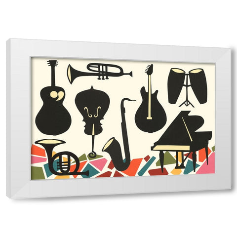Cut Paper Instruments Collection A White Modern Wood Framed Art Print by Moore, Regina