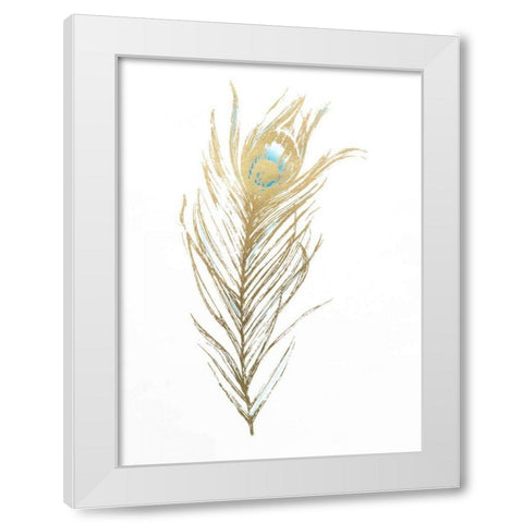 Gold Foil Feather I with Hand Color White Modern Wood Framed Art Print by Harper, Ethan