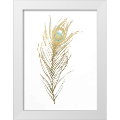 Gold Foil Feather I with Hand Color White Modern Wood Framed Art Print by Harper, Ethan