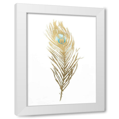 Gold Foil Feather II with Hand Color White Modern Wood Framed Art Print by Harper, Ethan