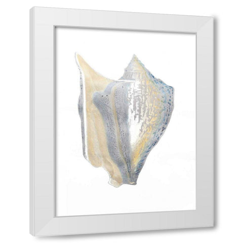 Silver Foil Shell III with Hand Color White Modern Wood Framed Art Print by Vision Studio