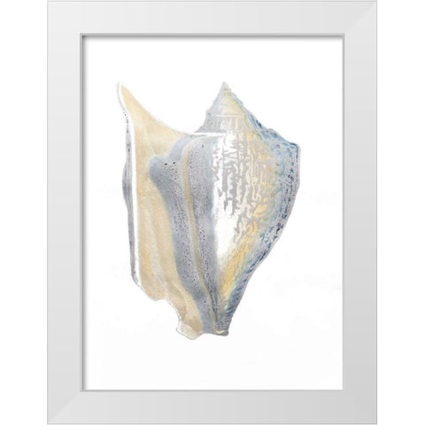 Silver Foil Shell III with Hand Color White Modern Wood Framed Art Print by Vision Studio