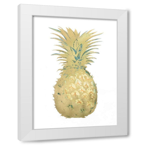 Gold Foil Pineapple I with Hand Color White Modern Wood Framed Art Print by Vision Studio