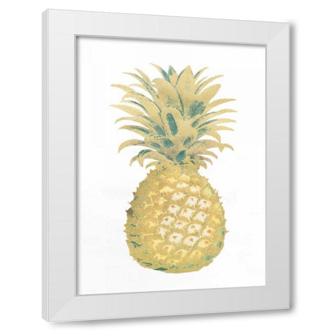 Gold Foil Pineapple II with Hand Color White Modern Wood Framed Art Print by Vision Studio