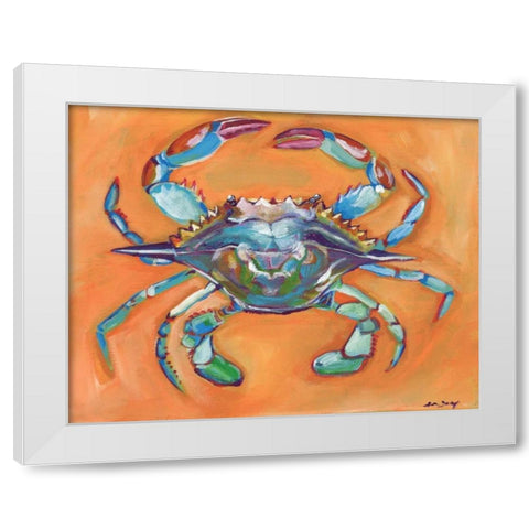 Blue Crab White Modern Wood Framed Art Print by Seay, Anne