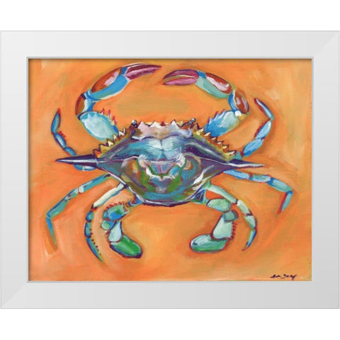 Blue Crab White Modern Wood Framed Art Print by Seay, Anne