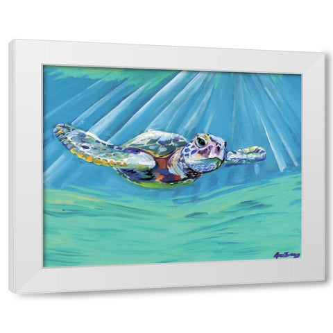 Turtle White Modern Wood Framed Art Print by Seay, Anne
