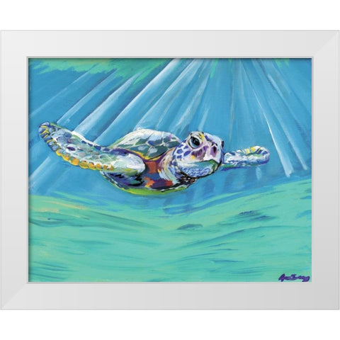 Turtle White Modern Wood Framed Art Print by Seay, Anne
