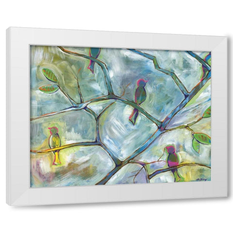 Birds White Modern Wood Framed Art Print by Seay, Anne