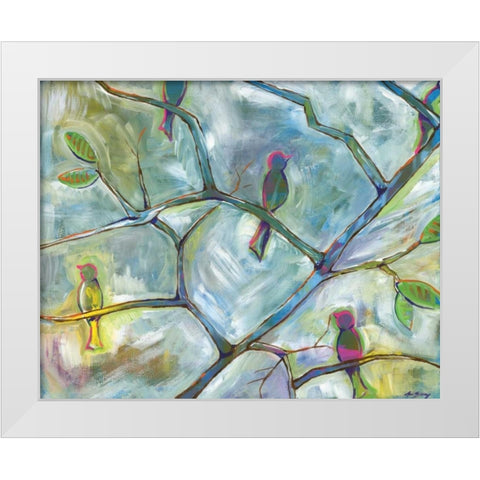 Birds White Modern Wood Framed Art Print by Seay, Anne