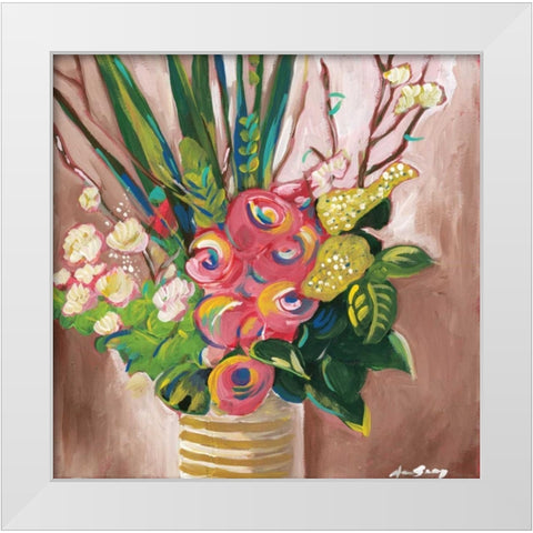 Floral Arrangement White Modern Wood Framed Art Print by Seay, Anne