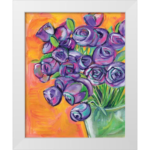 Purple Roses White Modern Wood Framed Art Print by Seay, Anne