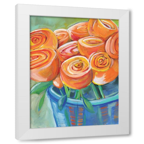 Orange Roses White Modern Wood Framed Art Print by Seay, Anne