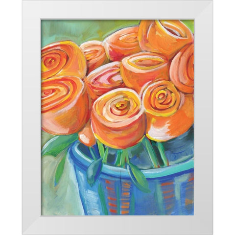 Orange Roses White Modern Wood Framed Art Print by Seay, Anne