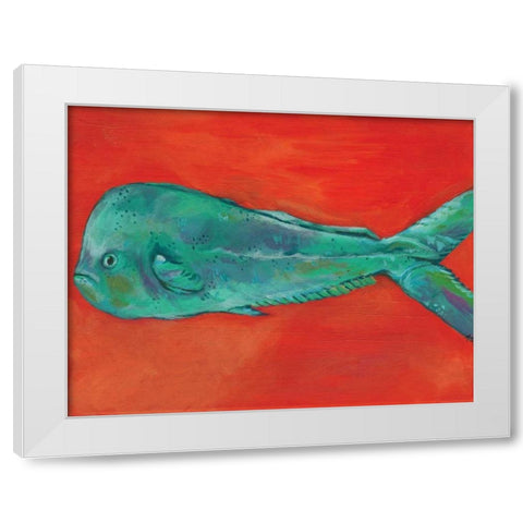 Fish and Orange White Modern Wood Framed Art Print by Seay, Anne