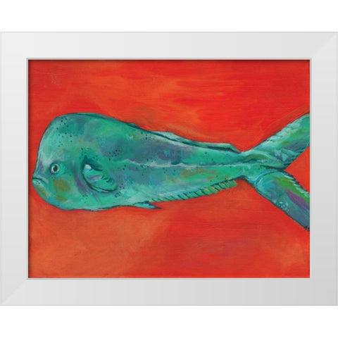 Fish and Orange White Modern Wood Framed Art Print by Seay, Anne