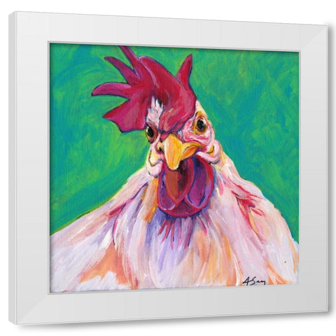 Chicken White Modern Wood Framed Art Print by Seay, Anne