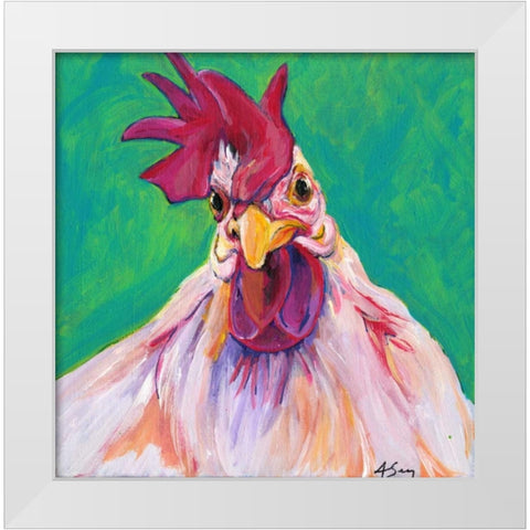 Chicken White Modern Wood Framed Art Print by Seay, Anne