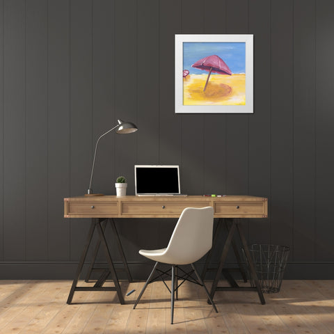 Umbrella White Modern Wood Framed Art Print by Seay, Anne