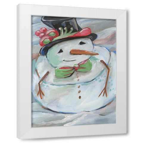 Snowman White Modern Wood Framed Art Print by Seay, Anne