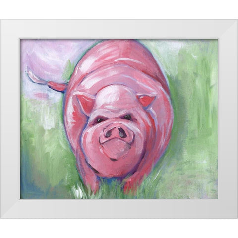 Pig White Modern Wood Framed Art Print by Seay, Anne