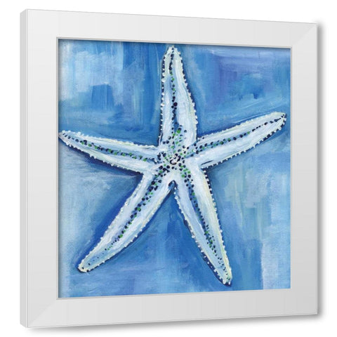 Starfish Blues White Modern Wood Framed Art Print by Seay, Anne