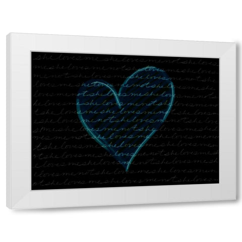 She Loves Me - Blue White Modern Wood Framed Art Print by Seay, Anne