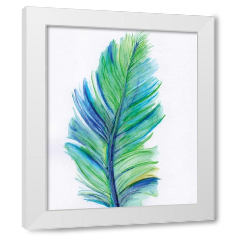 Blue Feather White Modern Wood Framed Art Print by Seay, Anne