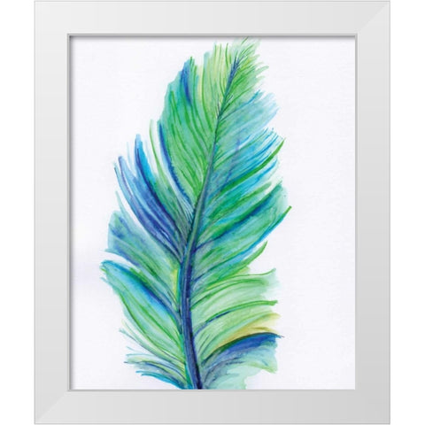 Blue Feather White Modern Wood Framed Art Print by Seay, Anne