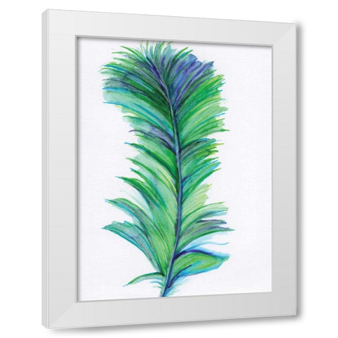 Blue Feather II White Modern Wood Framed Art Print by Seay, Anne
