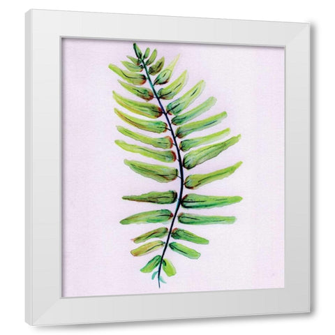 Blue Fern White Modern Wood Framed Art Print by Seay, Anne