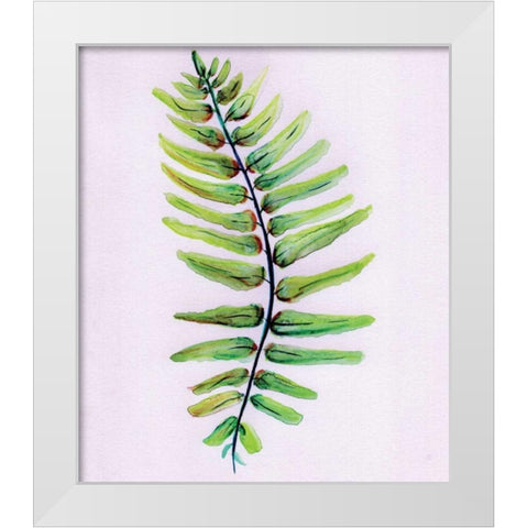 Blue Fern White Modern Wood Framed Art Print by Seay, Anne