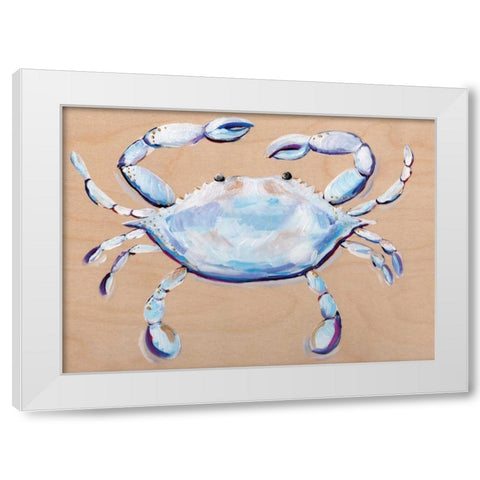 Blue and White Crab White Modern Wood Framed Art Print by Seay, Anne