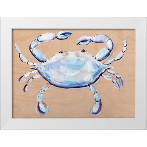 Blue and White Crab White Modern Wood Framed Art Print by Seay, Anne