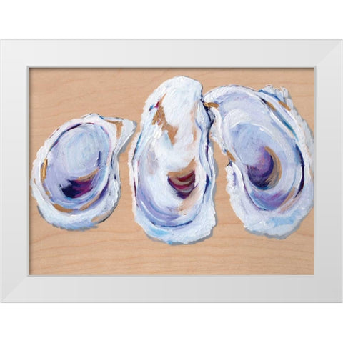 Three Oysters White Modern Wood Framed Art Print by Seay, Anne