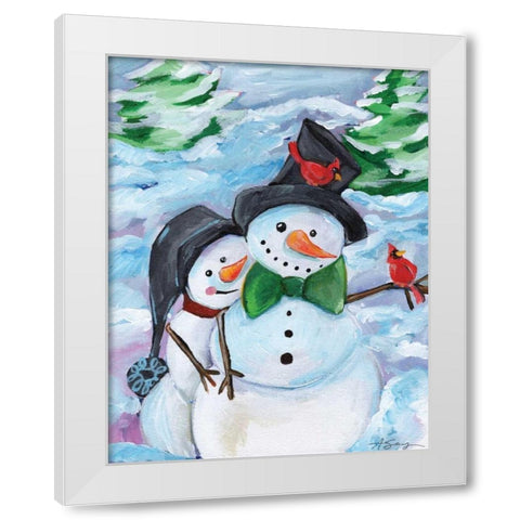 Winter Visitors White Modern Wood Framed Art Print by Seay, Anne