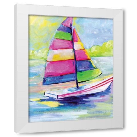 Sunset Boat III White Modern Wood Framed Art Print by Seay, Anne
